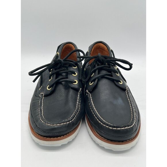 G.H. Bass Mens Black Bgaters Boat Shoes Size 9 Leather Upper With White Outsole - Picture 2 of 10